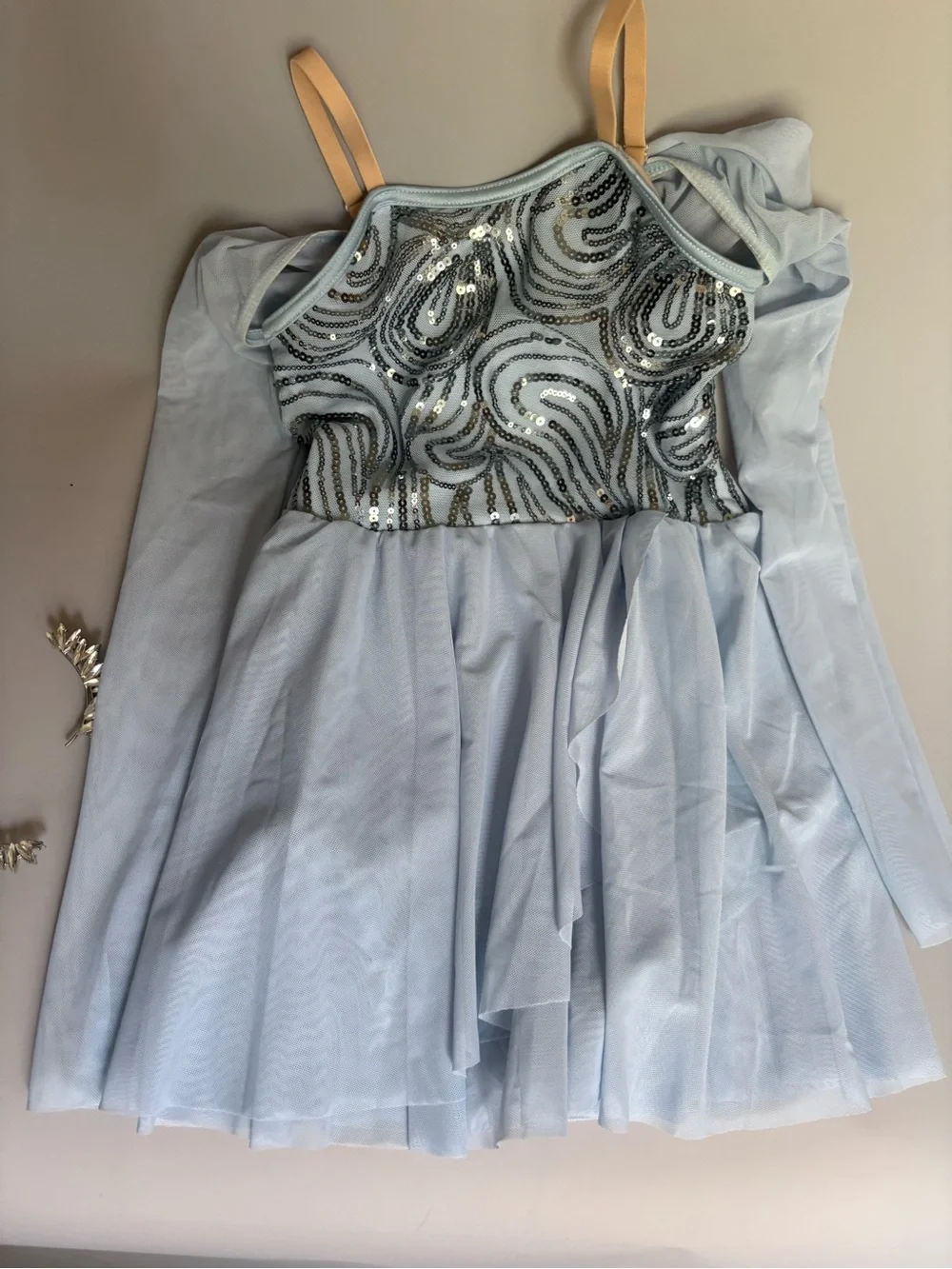Weissman Light Blue Sequin Bodice Tulle Skater Skirt